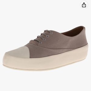Fitflop Due Oxford Gray Canvas Leather Lace-Up Shoe Size 38 US 7